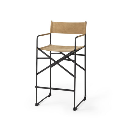 Tan Leather Director's Chair Counter Stool