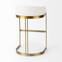 33" Off White and Gold Low Back Bar Stool