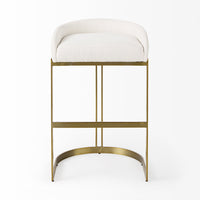 33" Off White and Gold Low Back Bar Stool