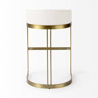 33" Off White and Gold Low Back Bar Stool