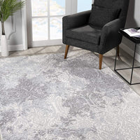 5’ x 8’ Cream and Gray Tinted Ogee Pattern Area Rug