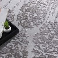 2’ x 4’ Gray Dripping Damask Area Rug