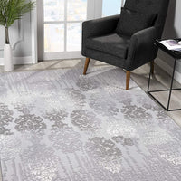 7’ x 10’ Gray Dripping Damask Area Rug