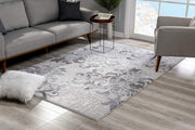 5’ x 8’ Blue and Gray Floral Filigree Area Rug