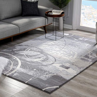 8’ x 11’ Gray Abstract Splatter Area Rug