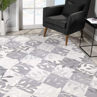 4’ x 6’ Gray Diamond and Vines Area Rug