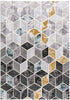 7’ x 10’ Gray and Gold Cubic Block Area Rug