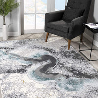 5’ x 8’ Black and Gray Abstract Whirlpool Area Rug