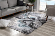 7’ x 10’ Black and Gray Abstract Whirlpool Area Rug