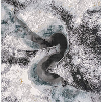 7’ x 10’ Black and Gray Abstract Whirlpool Area Rug