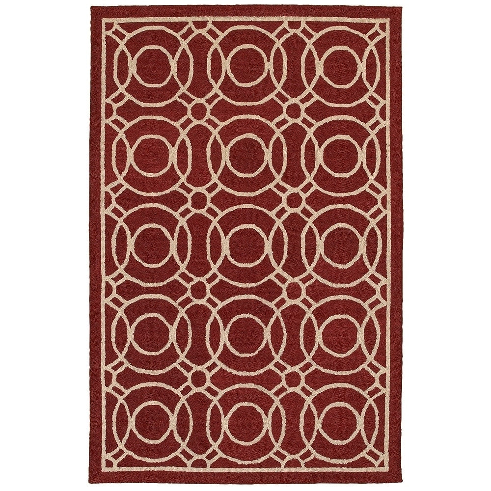5’ x 8’ Red Geometric Trellis Area Rug