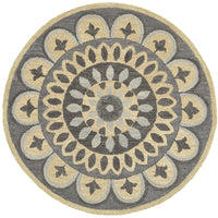 4’ Round Gray Floral Bloom Area Rug