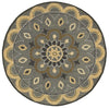 4’ Round Gray and Beige Medallion Area Rug