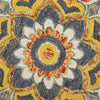 4’ Round Gray and Gold Floret Area Rug