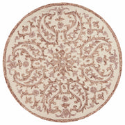 4’ Round Brown Traditional Paisley Area Rug