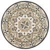 4’ Round Gray and Ivory Floral Bloom Area Rug