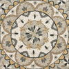 4’ Round Gray and Ivory Floral Bloom Area Rug
