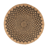 4’ Round Brown Geometric Medallion Area Rug