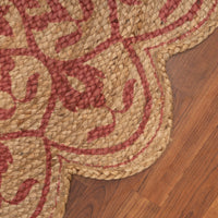4’ Round Tan and Red Boho Chic Area Rug