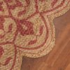 6’ Round Tan and Red Boho Chic Area Rug