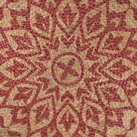 6’ Round Tan and Red Boho Chic Area Rug