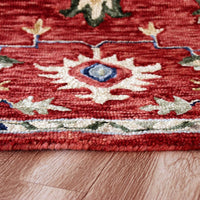 5’ x 7’ Red and Blue Floral Medallion Area Rug