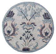 3’ Round Gray Floral Patterns Area Rug