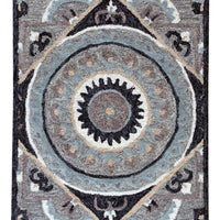 2’ x 7’ Gray Geometric Medallion Runner Rug