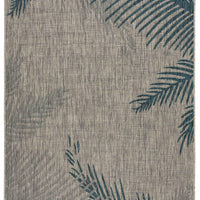 8’ x 9’ Gray Palm Leaves Indoor Outdoor Area Rug