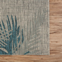 8’ x 9’ Gray Palm Leaves Indoor Outdoor Area Rug