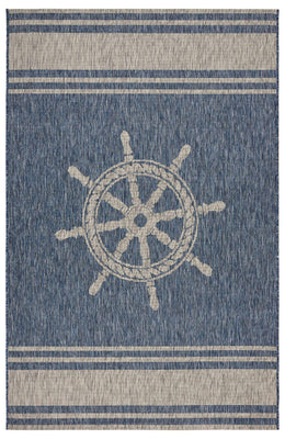 5’ x 7’ Navy Ship Helm Indoor Outdoor Area Rug