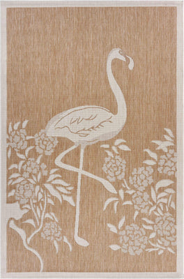 8’ x 10’ Tan Flamingo Indoor Outdoor Area Rug