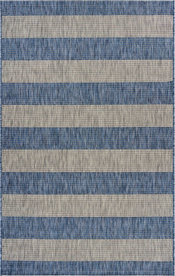 8’ x 10’ Navy Stripes Indoor Outdoor Area Rug