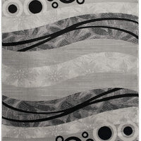 4’ x 6’ Gray and Black Abstract Waves Area Rug