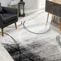 4’ x 6’ Gray Distressed Swirls Area Rug