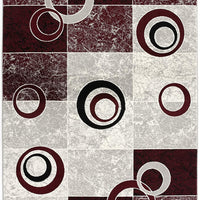 5’ x 8’ Red and White Inverse Circles Area Rug