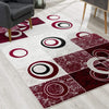 7’ x 9’ Red and White Inverse Circles Area Rug