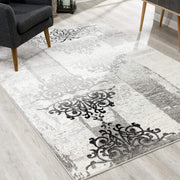 2’ x 4’ Gray Faded Filigree Pattern Area Rug