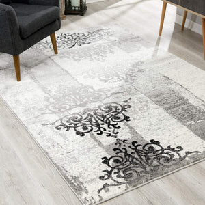 4’ x 6’ Gray Faded Filigree Pattern Area Rug