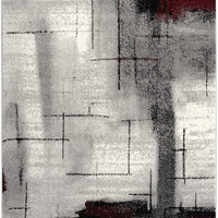 7’ x 9’ Gray and Burgundy Abstract Area Rug