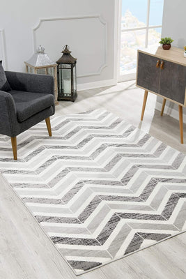 2’ x 4’ Gray Distressed Chevron Area Rug