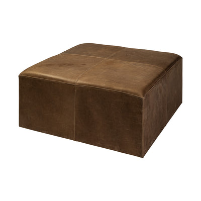 Brown Leather Wrapped Ottoman