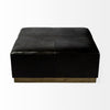Black Leather Ottoman with Metal Base
