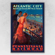 12" x 18" Vintage 1935 Atlantic City Travel Poster Wall Art