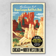 24" x 36" Vintage 1950s Bryce Canyon National Park Wall Art