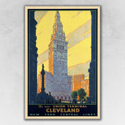 36" x 54" Cleveland Union Terminal Vintage Travel Poster Wall Art