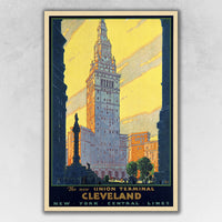 24" x 36" Cleveland Union Terminal Vintage Travel Poster Wall Art