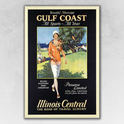 36" x 54" Gulf Coast Golf 1932 Vintage Travel Poster Wall Art