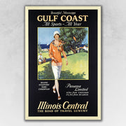 24" x 36" Gulf Coast Golf 1932 Vintage Travel Poster Wall Art
