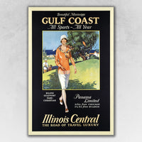 20" x 30" Gulf Coast Golf 1932 Vintage Travel Poster Wall Art